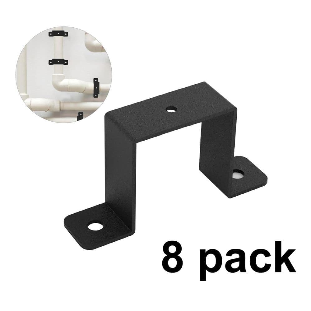 Wellco 8 Pack 4 in. x 4 in. Black Metal Heavy-Duty Strap Post Ties for Deck Railings, Pergolas and Fence Posts
