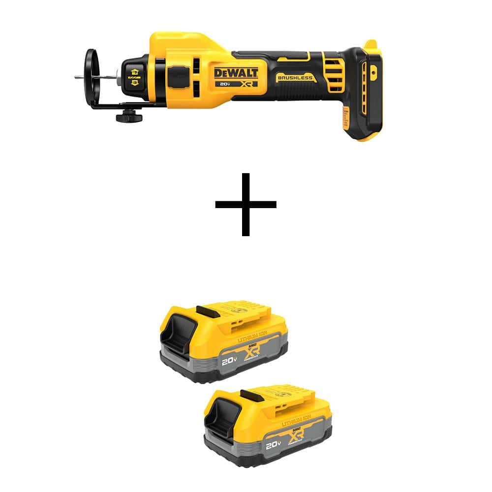 DEWALT XR 20V Lithium-Ion Cordless Rotary Drywall Cut-Out Tool with (2) 20V MAX POWERSTACK Compact Lithium-Ion Batteries