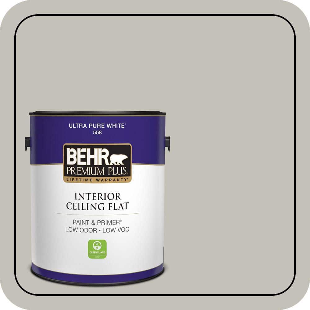 BEHR PREMIUM PLUS 1 gal. #PPU25-09 Foggy London Ceiling Flat Interior Paint & Primer