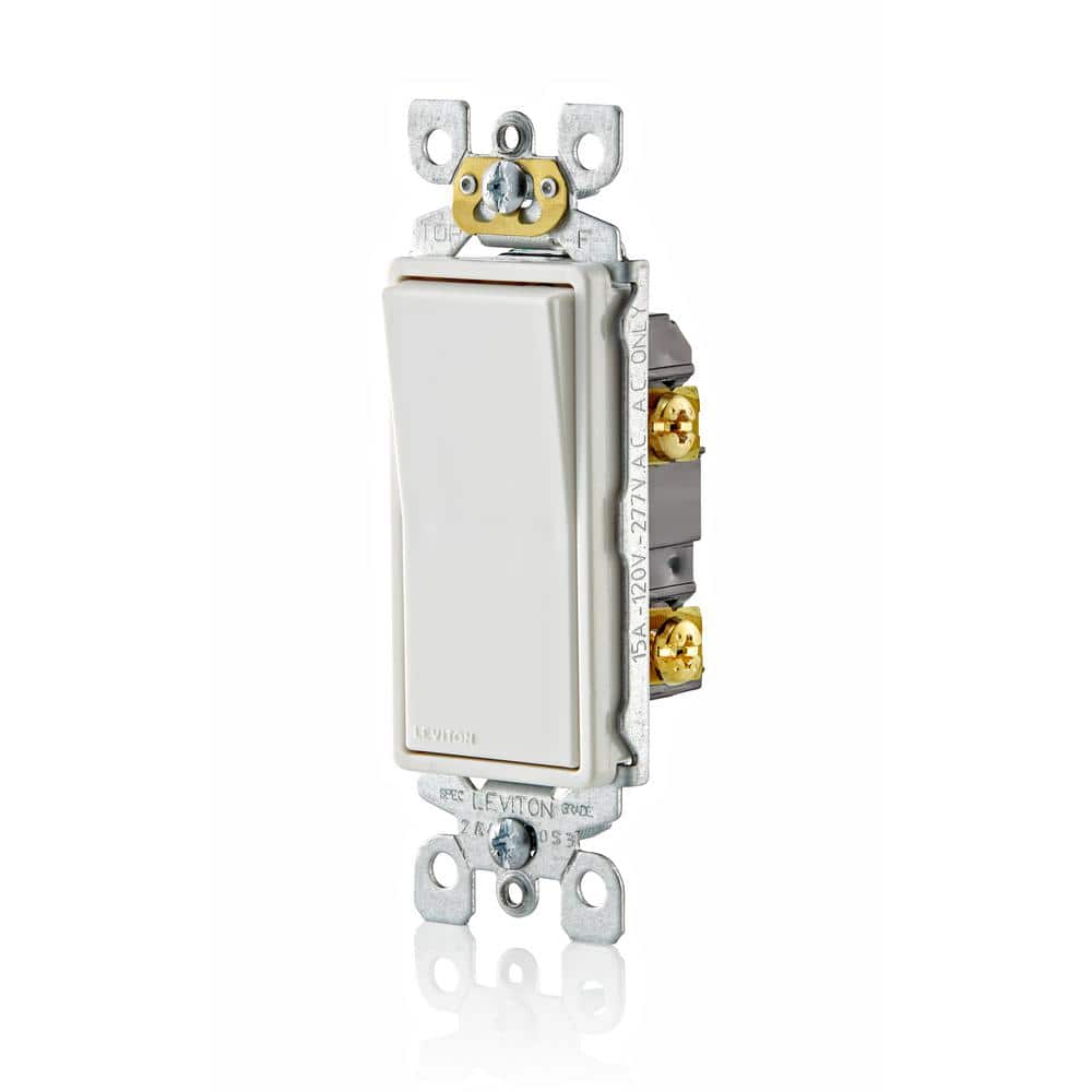 Leviton 15 Amp 120/277 Volt Single Pole Antimicrobial Treated Decora Rocker Switch, White 5601-2AW