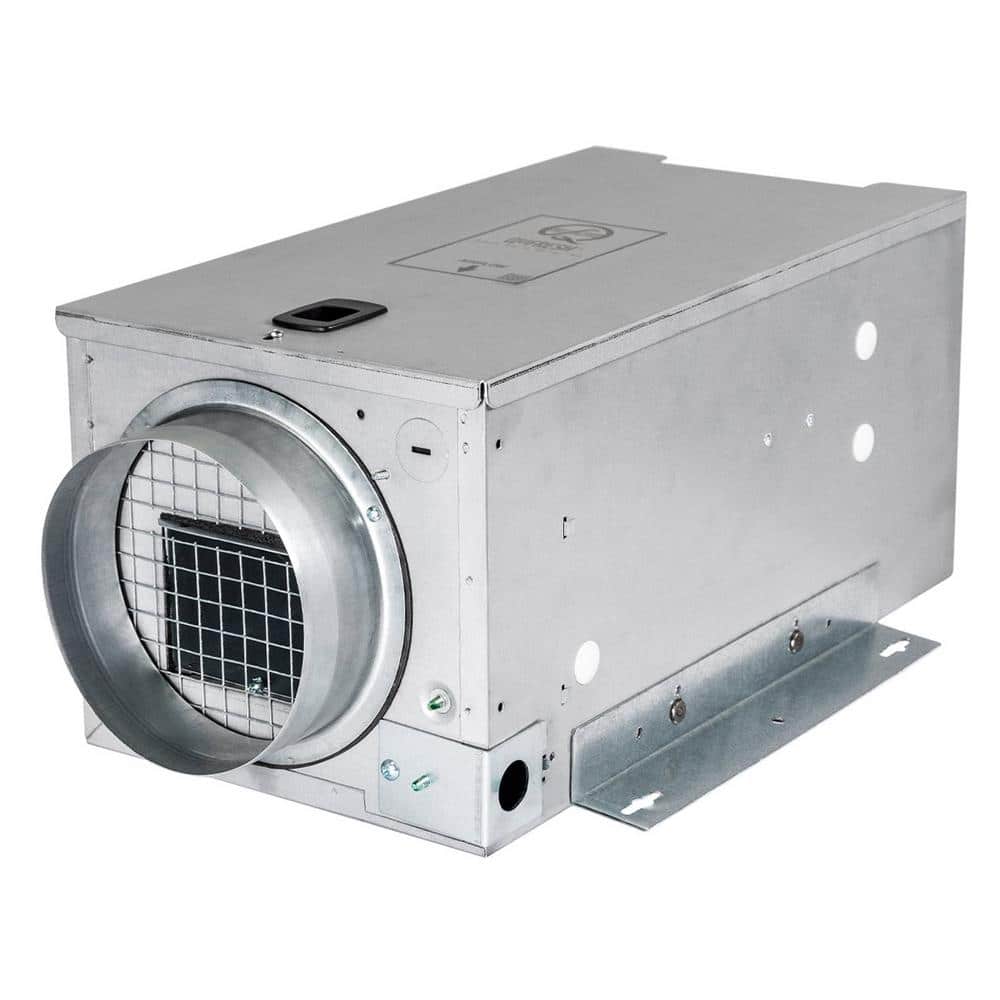 QuFresh Mini 50/80 CFM Steel Wall/Ceiling Mount Fresh Air Supply Fan with Temperature and Humidity Controls in Mill