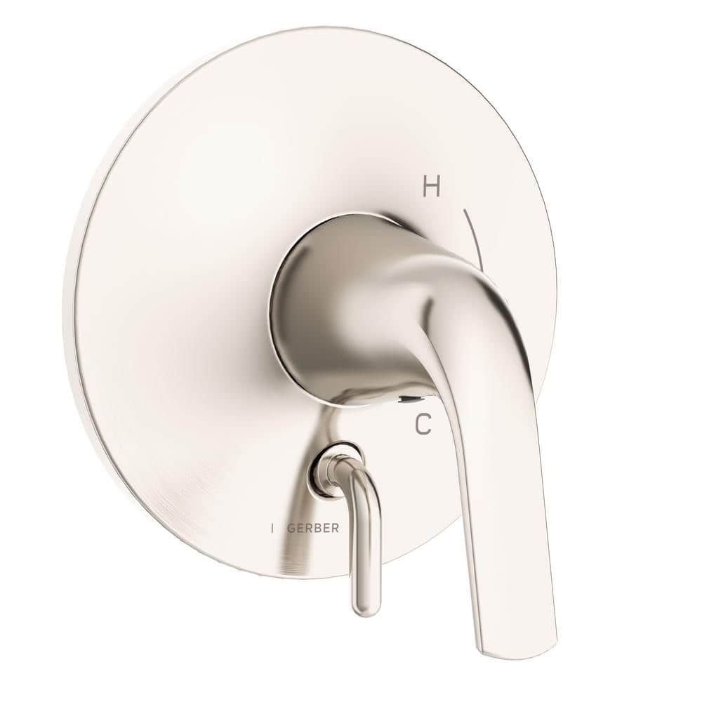 Gerber Lemora 1-Handle Valve Only Trim Kit and Treysta Cartridge in Brushed Nickel with Diverter on Valve