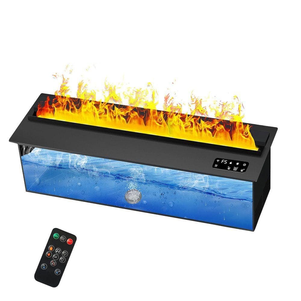 Edendirect 38 in. Smart Freestanding Electric Fireplace Inserts with APP Control in Black, Water Vapor Fireplace with Remote, Timer