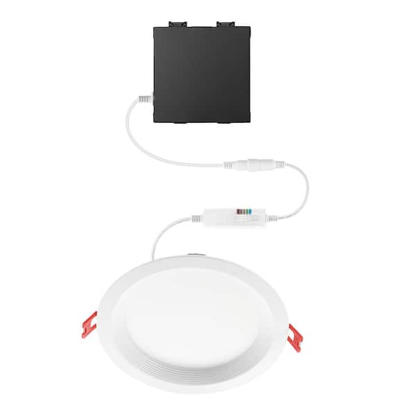 Commercial Electric 1-Pack 6 in. Premium Series Integrated LED Adjustable CCT 2-Level Lumen Select, Baffle Canless Recessed Light, White