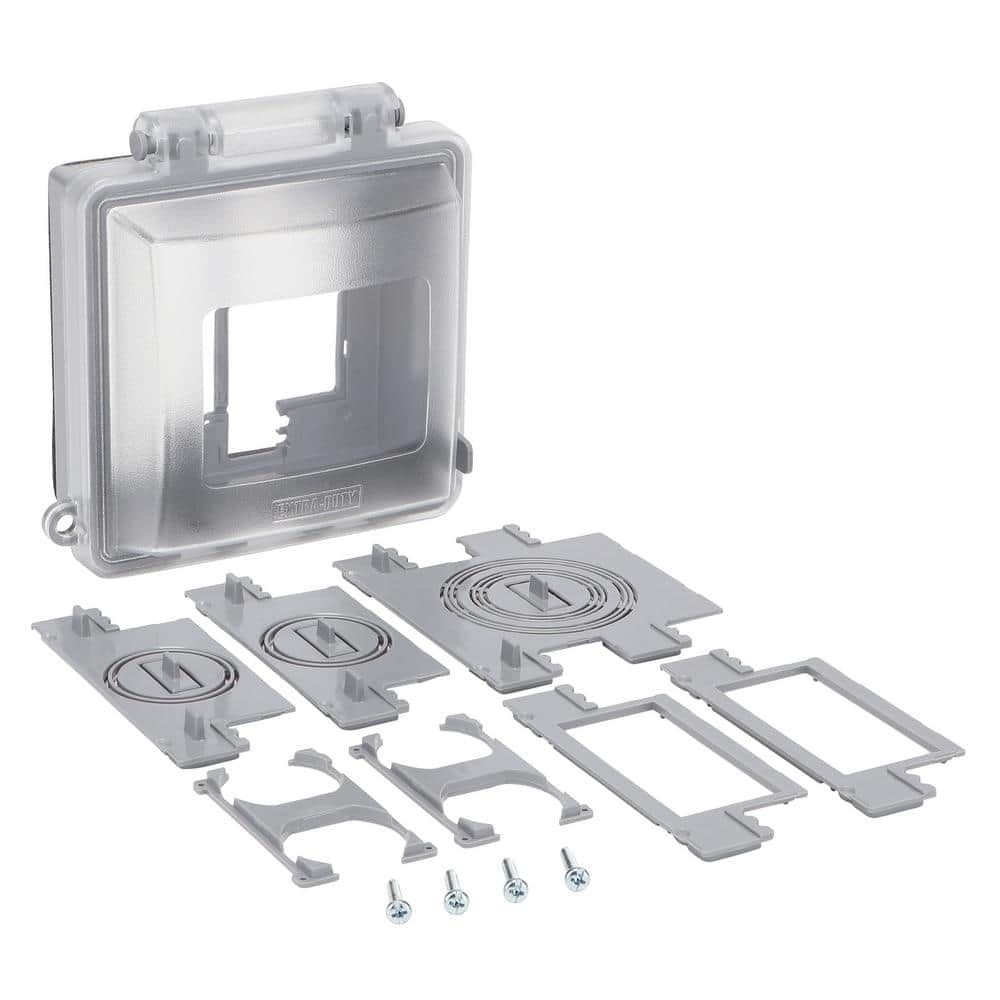 Commercial Electric 2-Gang Extra Duty Horizontal/Vertical Non-Metallic Weatherproof In-Use Outlet Cover (73-in-1-Configurations), Clear