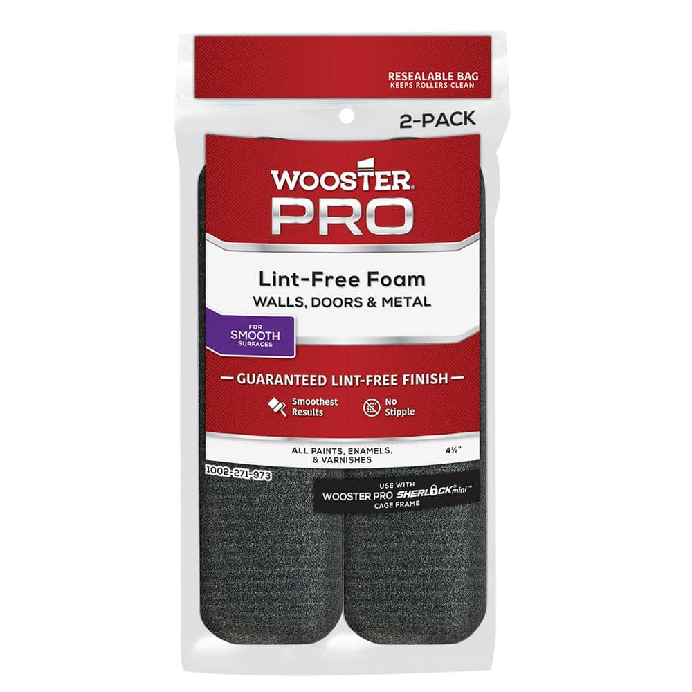 Wooster 4-1/2 in. High-Density Pro Foam Cage Frame Mini Roller Cover (2-Pack)
