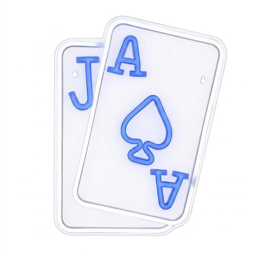 Afoxsos Playing Cards Neon Sign Series Acrylic Silicone LED Wall Decor Blue White USB Light Sign for Bedroom Casino Bar