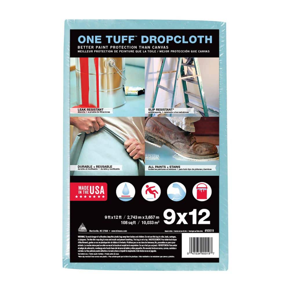 TRIMACO 1-Tuff 9 ft. W x 12 ft. L 11 mm Thickness Professional Grade Polyester Drop Cloth 1-Pack