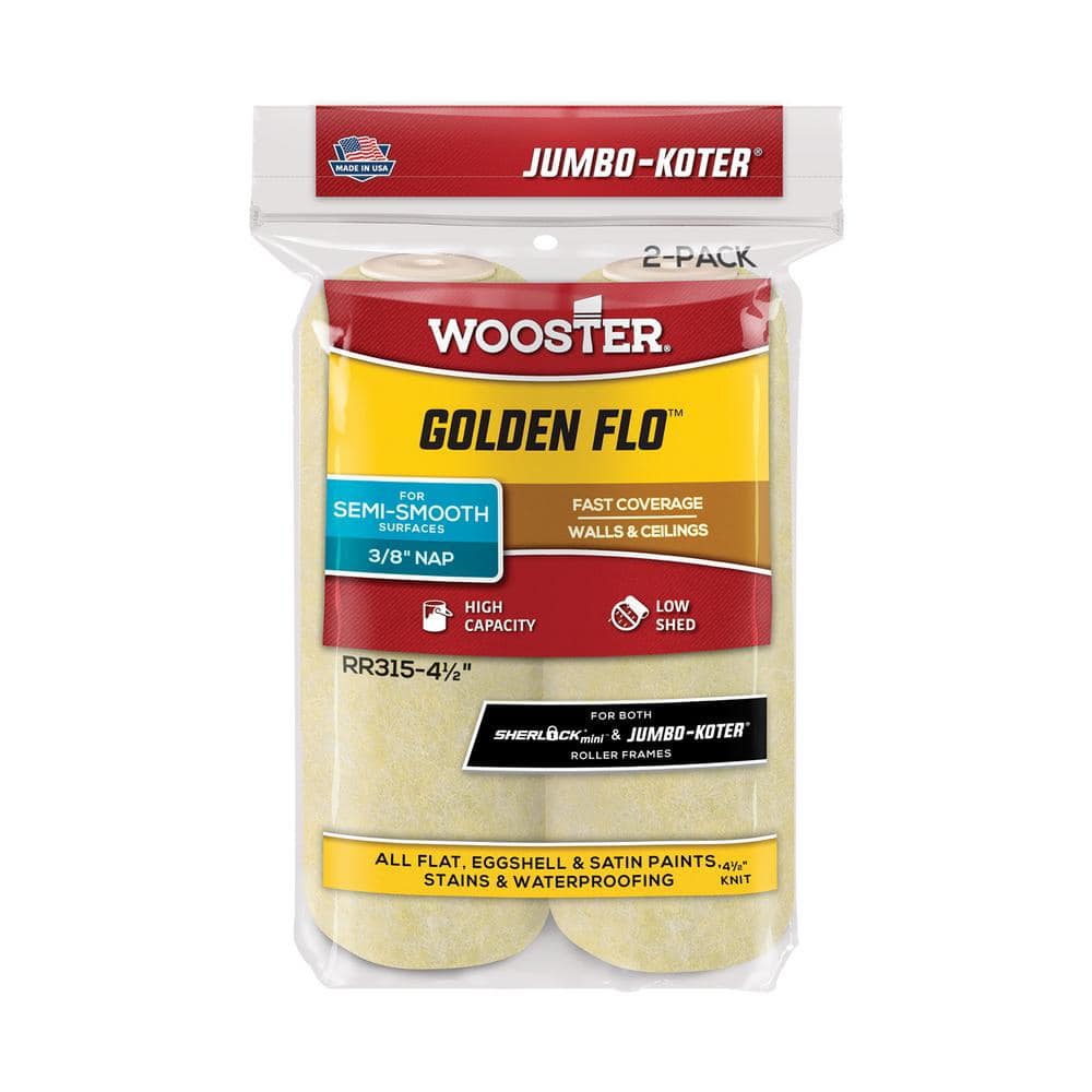 Wooster 4-1/2 in. x 3/8 in. Jumbo-Koter Gold Flo Synthetic Rollers (2-Pack)