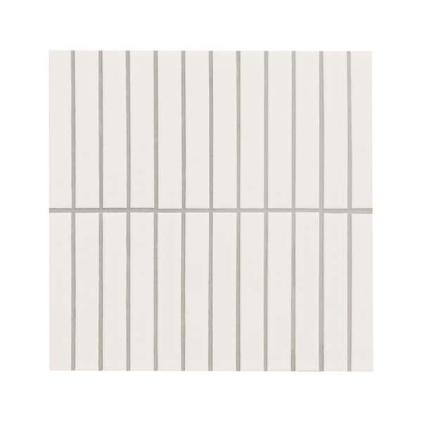 MSI White Stacked 12 in. x 12 in. x 0.24 in. Matte Porcelain Mesh-Mounted Mosaic Floor and Wall Tile (0.94 sq. ft./Each)