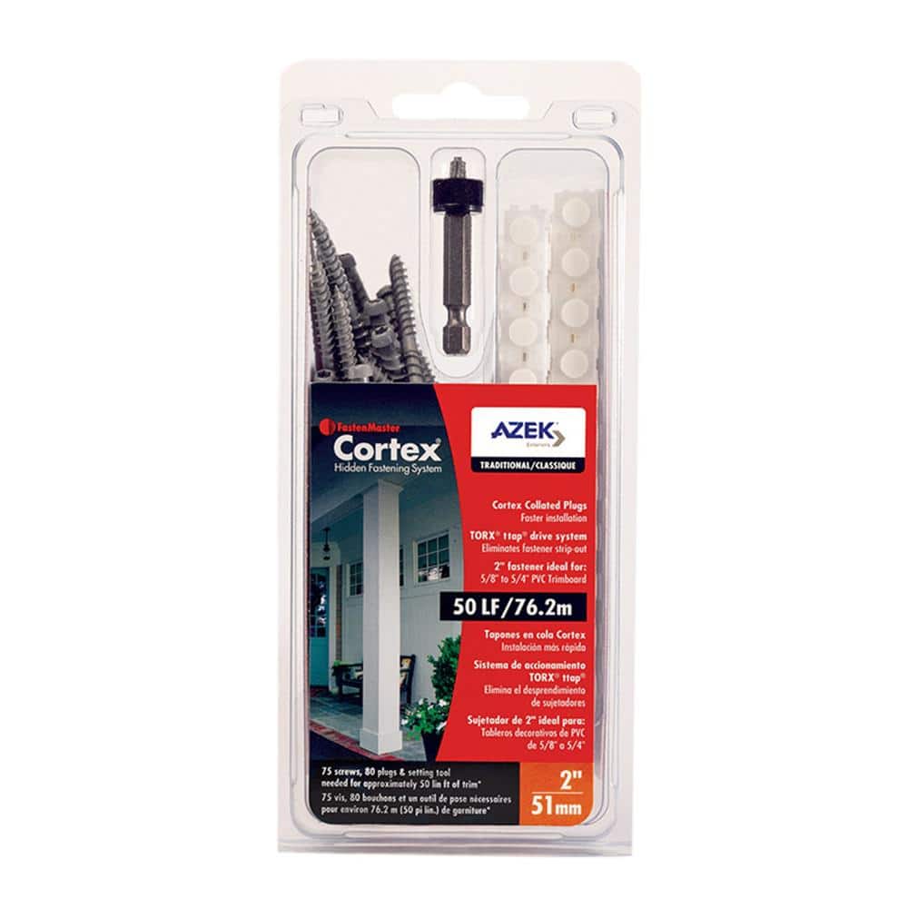 FastenMaster Cortex Hidden Fastening System for Trex Transcend Fascia- 1-3/4 inch Cortex screws and plugs- Spiced Rum (50 LF)