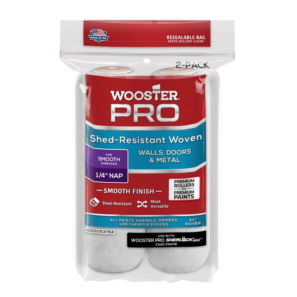 Wooster 4-1/2 in. x 1/4 in. High-Density Fabric Pro White Woven Mini Roller Covers Applicator/Tool (2-Pack)