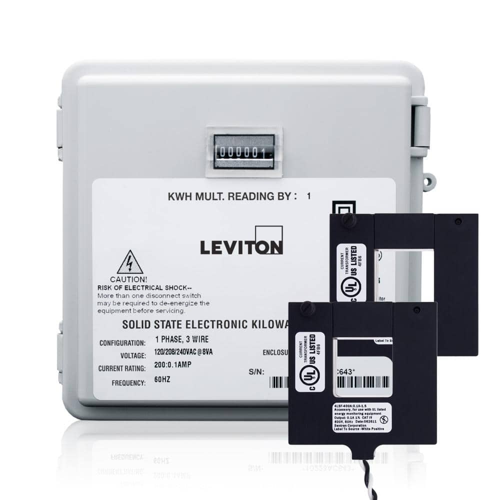 Leviton 200 Amp Mini Meter Kit with 2 Split CTs and Outdoor Enclosure, White MO240-2W