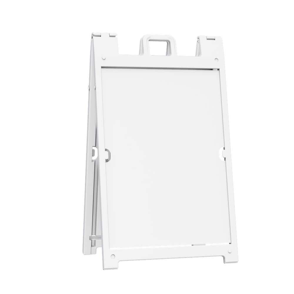 PLASTICADE Signicade White 24 in. W x 36 in. H Plastic Portable Foldable Double-Sided Deluxe Sign Stand
