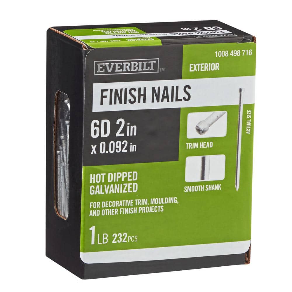 Everbilt 2 in. x 6D Hot Dipped Galvanized Non-Collated Finishing/Casing Nails 1 lb. (232-Count)