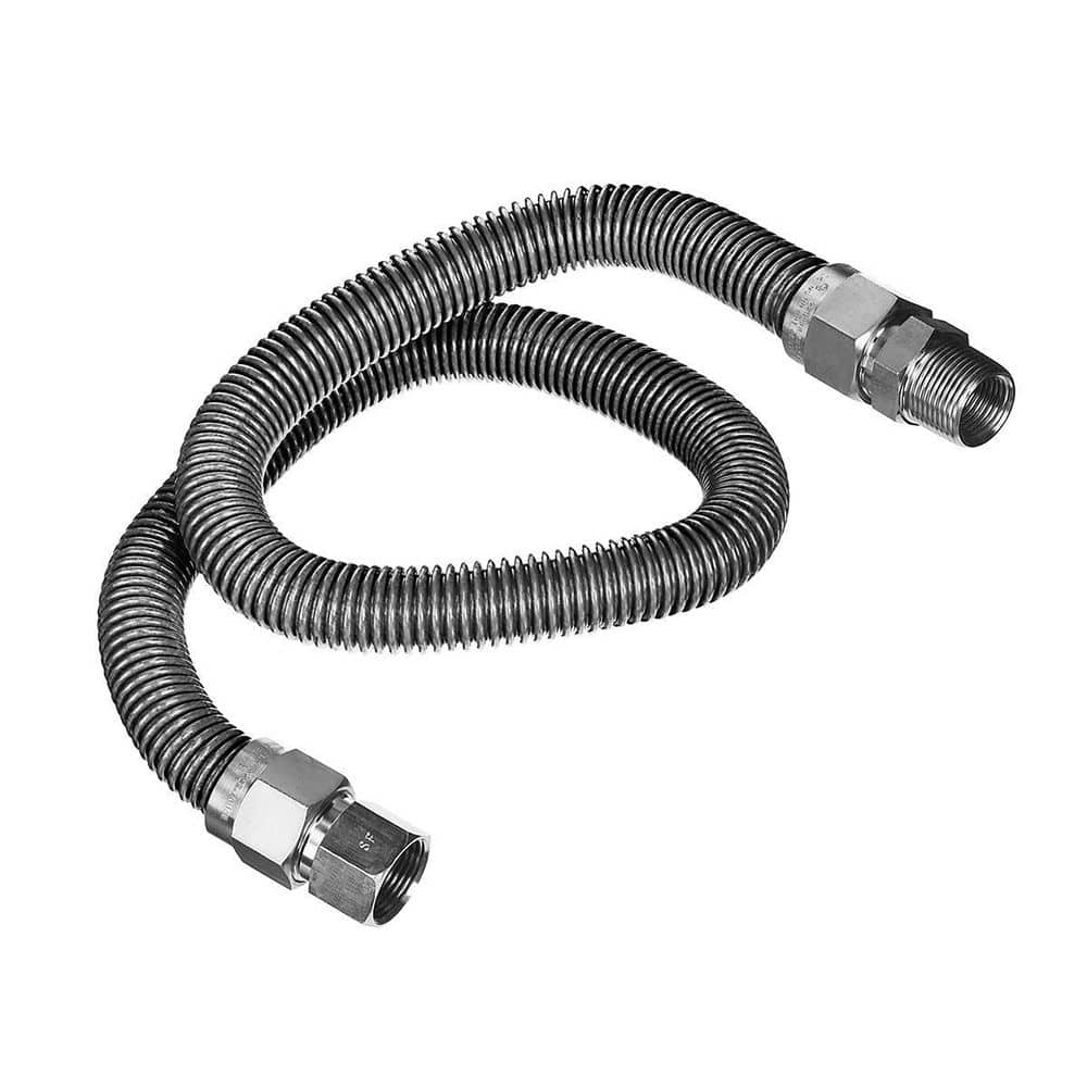 PLUMBFLEX 1/2 in. OD x 3/8 in. ID x 4 ft. Stainless Steel Flexible Gas Connector for Dryer/Water Heater, 3/8 in. FIP x MIP Fitting