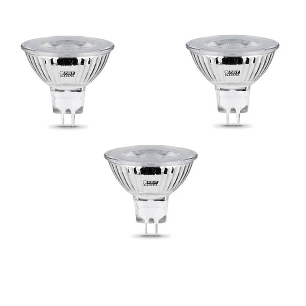 Feit Electric 50-Watt Equivalent MR16 GU5.3 Bi-Pin 12-Volt Dimmable CEC Compliant LED 90+ CRI Flood Light Bulb Bright White (3-Pack)
