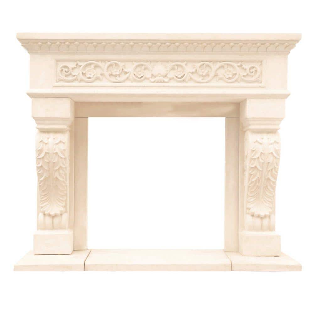 Historic Mantels Chateau Series King Henry 50 in. x 62 in. Cast Stone Mantel