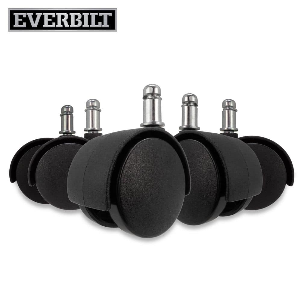 Everbilt 2 in. Black Plastic and Steel Twin Wheel Swivel Friction Grip Stem Office Chair Caster with 75 lb. Load Rating