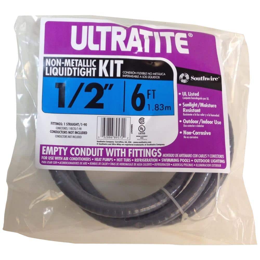 Southwire 1/2 in. x 6 ft. Ultratite Liquidtight Flexible Non-Metallic PVC Conduit Whip