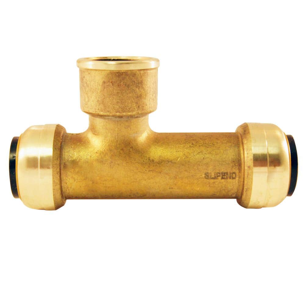 Tectite 1/2 in. Brass Push-To-Connect Push-To-Connect Female Pipe Thread Slip Tee Fitting