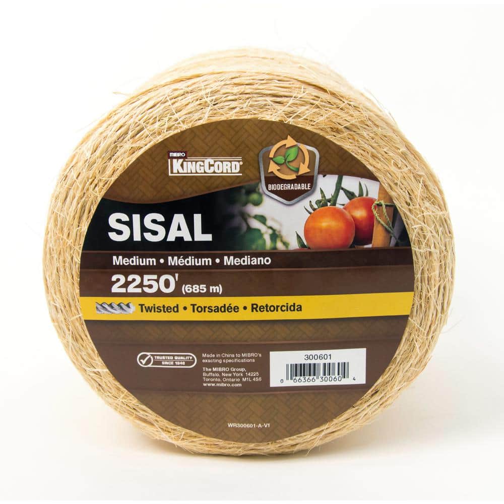 KingCord # 24 x 2,250 ft. Medium Weight Twisted Sisal Twine, Natural