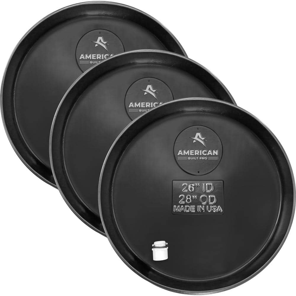 AMERICAN BUILT PRO 26 in. Plastic Water Heater Drain Pan with 1 in. Drainhose Adapter (3-Pack)