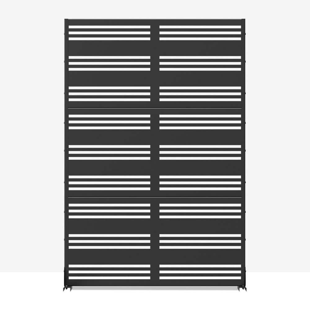 PexFix 6 ft. x 4 ft. Privacy Fence Screen 6-Panel Black Galvanized Metal for Garden Fence in Lattice Pattern