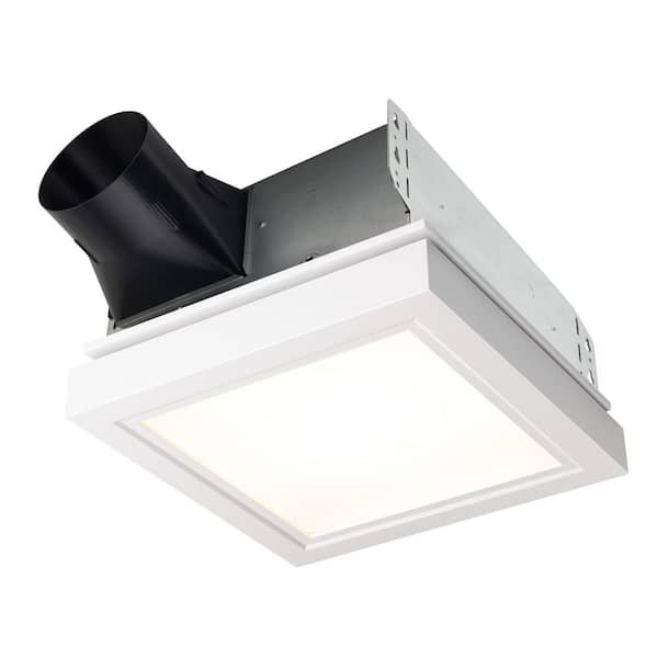 Broan-NuTone Roomside Series, Decorative, White Trim, 110 CFM, Roomside Ceiling Bathroom Exhaust Fan with LED Lighting, ENERGY STAR