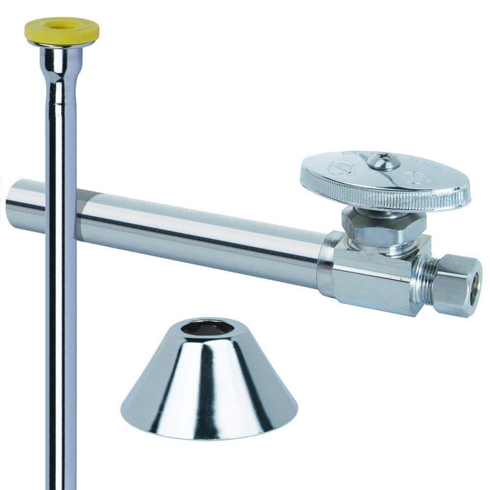 BrassCraft Toilet Kit: 1/2 in. Sweat x 3/8 in. Comp Multi-Turn Straight Valve with 5 in. Extension 12 in. Riser Flange