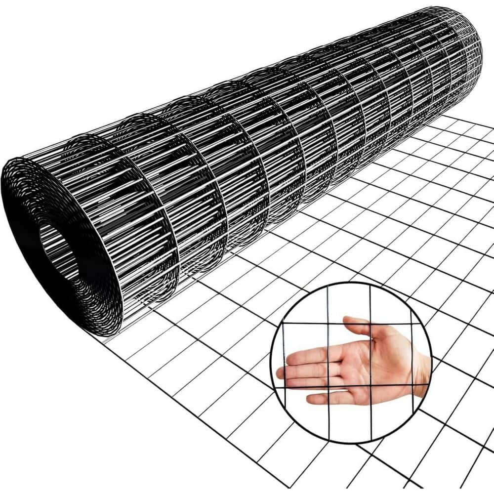 Amucolo 2 in. x 3 in. 16-Gauge Welded Wire Mesh Fence, 3 ft. x 50 ft. Black Vinyl Coated Hardware Cloth
