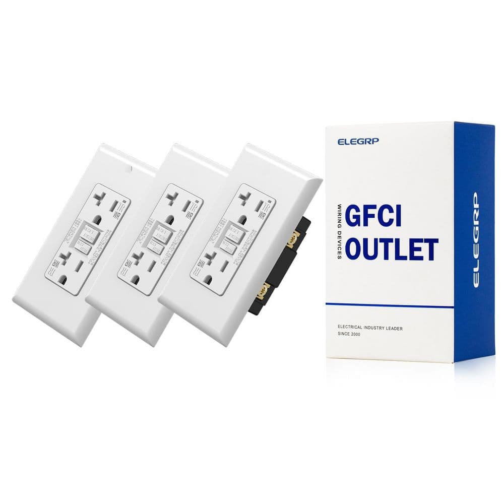 ELEGRP GFCI Outlet Self-Test, 125V Weather Resistant Duplex wall outlet, Wall Plate included, UL Listed, Matte PC