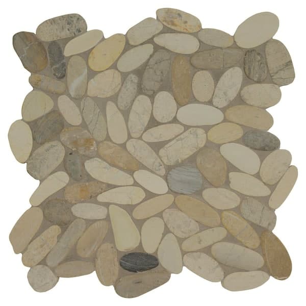 MSI Sliced Pebble Truffle 12 in. x 12 in. x 0.38 in. Tumbled Marble Mesh-Mounted Mosaic Tile (0.97 sq. ft./Each)