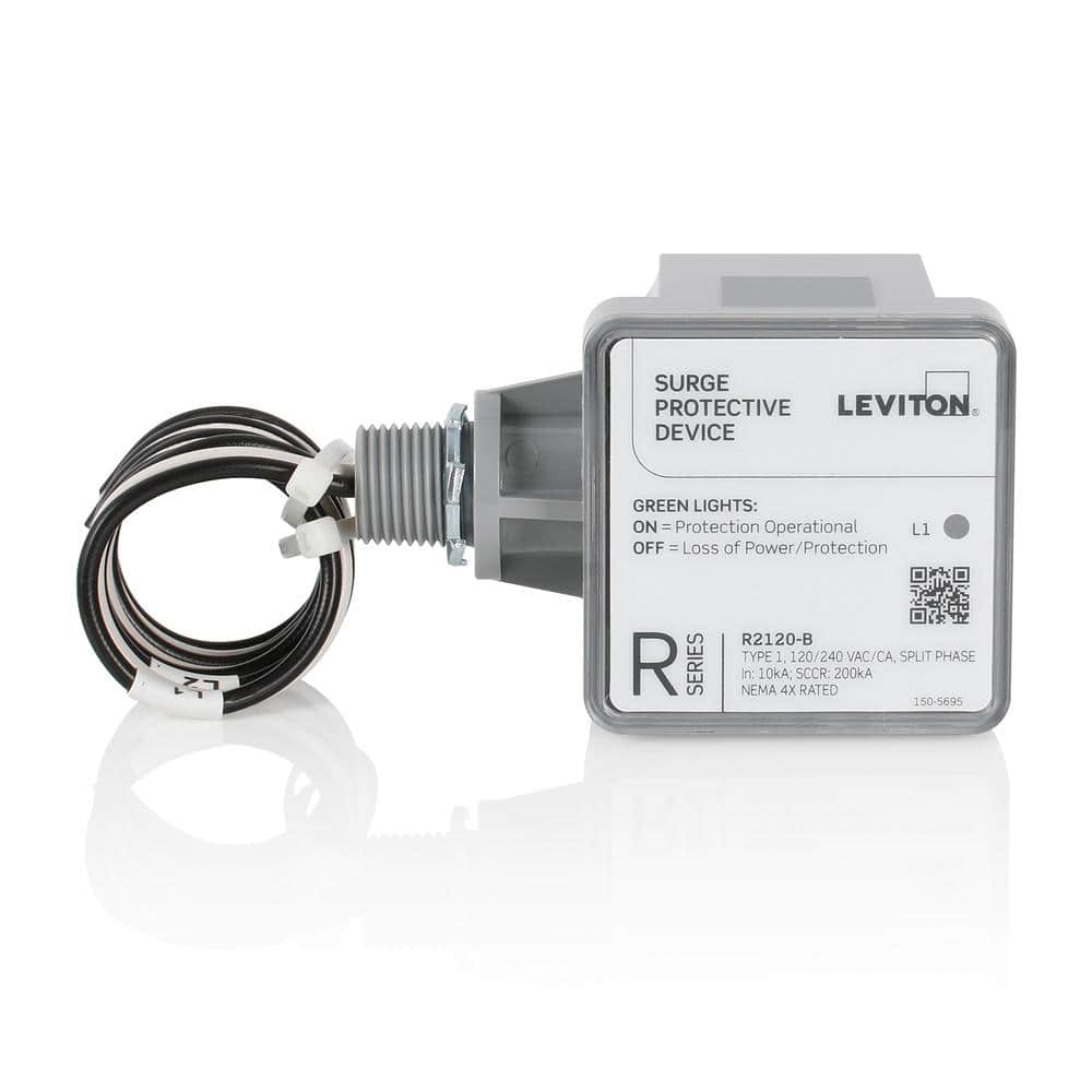Leviton Type 1 Surge Protective Panel, 120/240 VAC, 200 Amp, Split Phase, 36kA per Phase R2120-B