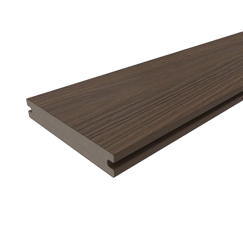 NewTechWood Magellan Plus 0.88 in. x 5.43 in. x 1 ft. Rustic and Wood Grain Brazilian Ipe Grooved Composite Deck Board Sample