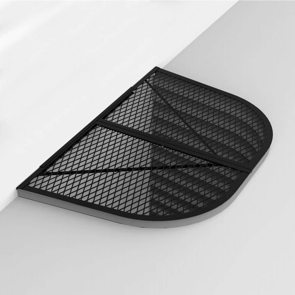 feldhawk 38 in. x 64 in. Steel Powder Coated Black, D-Shaped Egress Window Well Cover Semi-Universal Fit