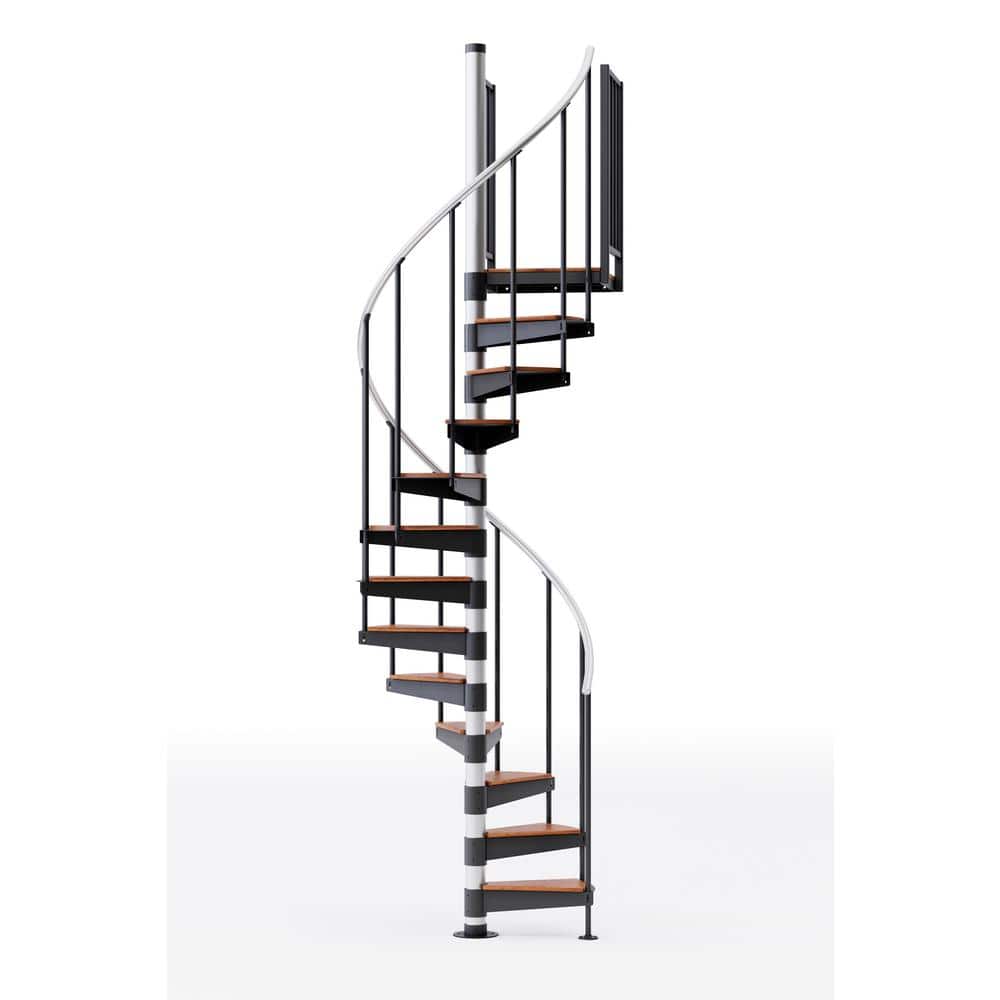 Mylen STAIRS Reroute Prime Interior 42in Diameter, Fits Height 110.5in - 123.5in, 2 42in Tall Platform Rails Spiral Staircase Kit