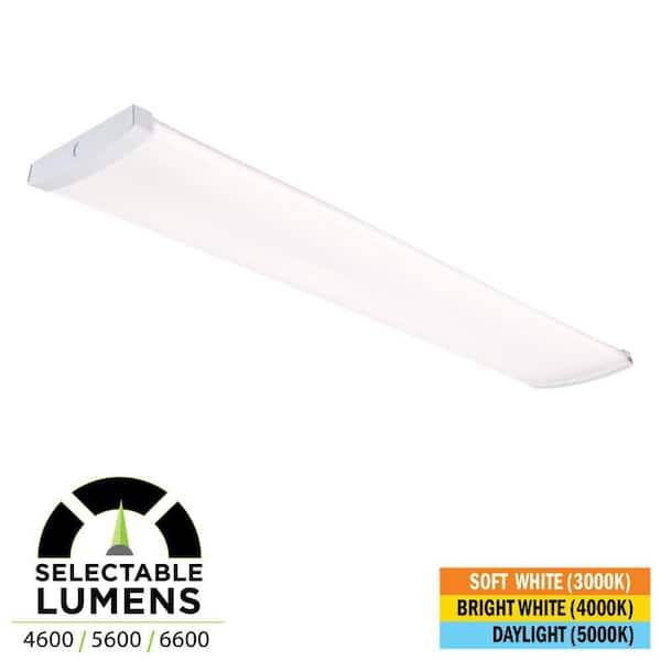 Commercial Electric 1-Pack 4 ft. x 9 in. 4600/5600/6600 Lumens Integrated LED White Commercial Wraparound Light Selectable CCT 120-277V