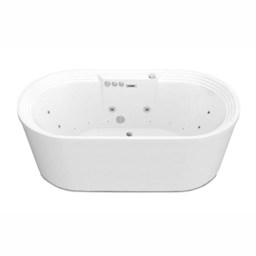 ANZZI FTHDX Series 67 in. x 34 in. Combination Therapy Bathtub with Center Drain in White Acrylic Construction 50 Gal Capacity