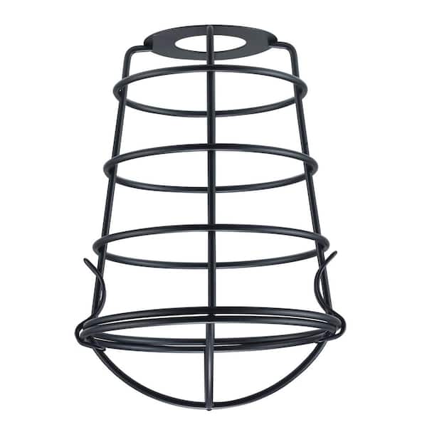 PRIVATE BRAND UNBRANDED 8.5 in. Black Metal Cylindrical Shaped Cage Replacement Pendant Shade with 2.25 in. Uno Fitter