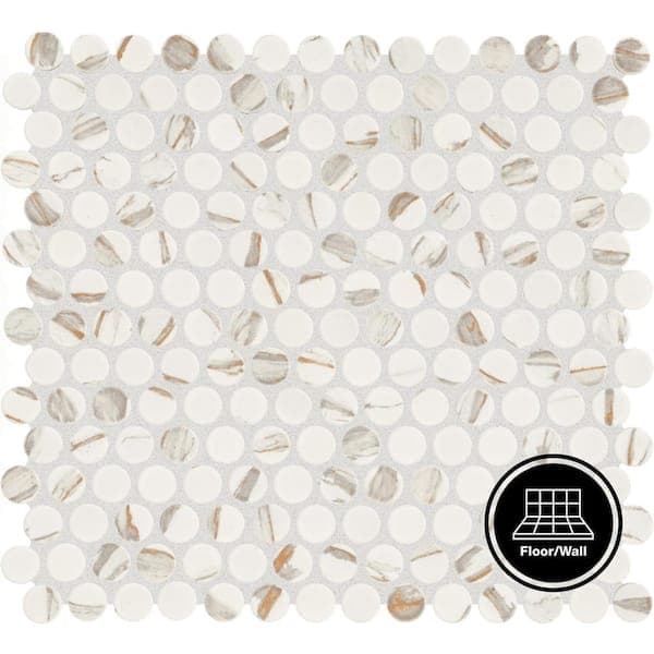 Daltile Restore Calacatta 11 in. x 10 in. Glazed Ceramic Penny Round Mosaic Tile (0.81 sq. ft./Each)