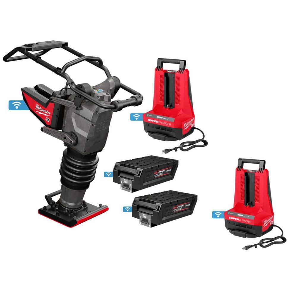Milwaukee MX FUEL 70 KG Rammer Kit with (2) MX FUEL FORGE HD12. 0 Batteries and (2) MX FUEL Super Charger