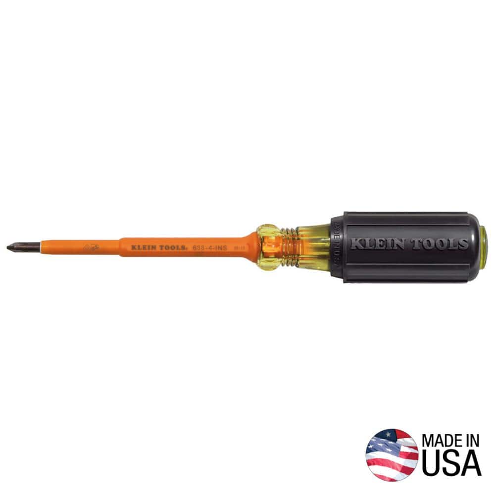 Klein Tools #1 Insulated Phillips Head Screwdriver with 4 in. Round Shank- Cushion Grip Handle