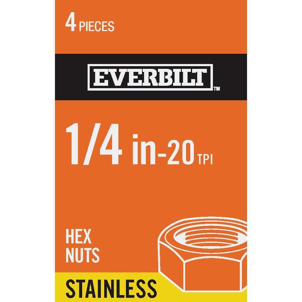 Everbilt 1/4 in.-20 Stainless Steel Hex Nut (4-Pack)