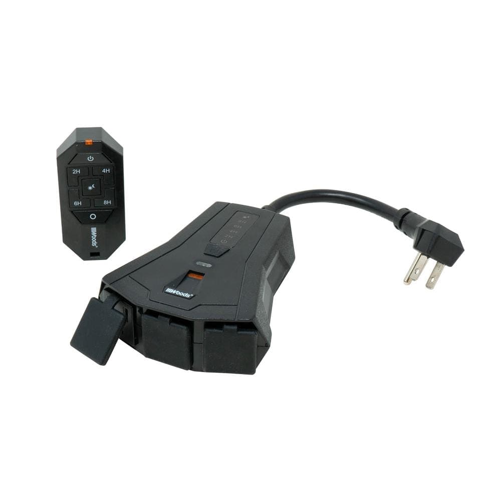 Woods Outdoor Lighting Mechanical Timer with 3-Outlet Remote Control Countdown