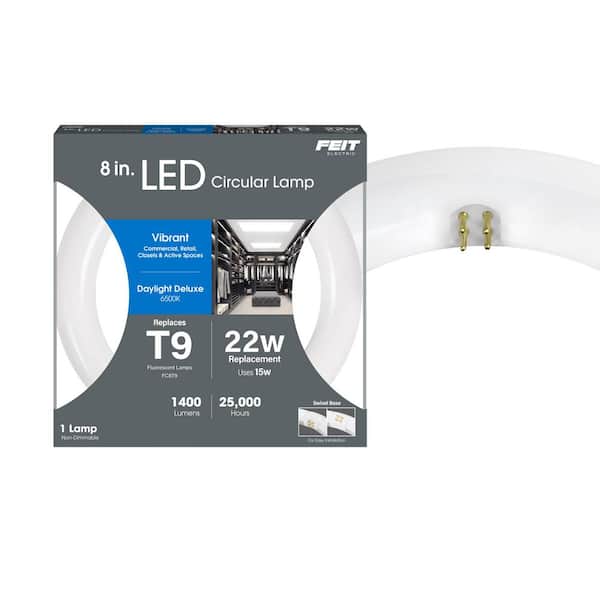 Feit Electric 15-Watt 8 in. T9 G10q Type A Plug and Play Linear Circline LED Tube Light Bulb, Daylight Deluxe 6500K