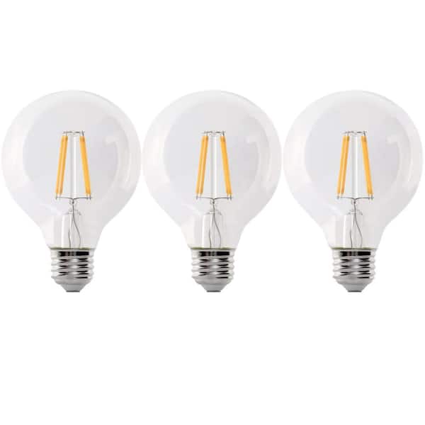 Feit Electric 60-Watt Equivalent G25 Globe Dimmable Filament Clear CEC Title 20 E26 LED Vintage Edison LIght Bulb Daylight 3-Pa