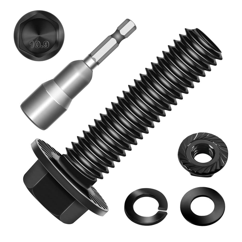 MarySino M8 x 30 mm Black Oxide Zinc Flanged Bolt (10-Pack), Class 10.9 Alloy Steel Bolt Set