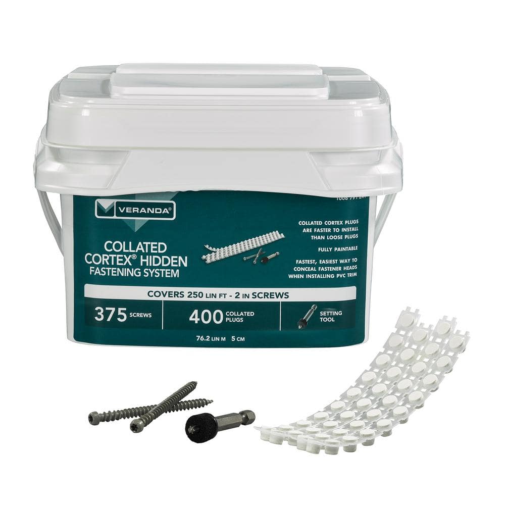 FastenMaster Collated Cortex Hidden Fastening System for Veranda Trim - 2 inch Cortex screws and plugs - Smooth (250 LF)