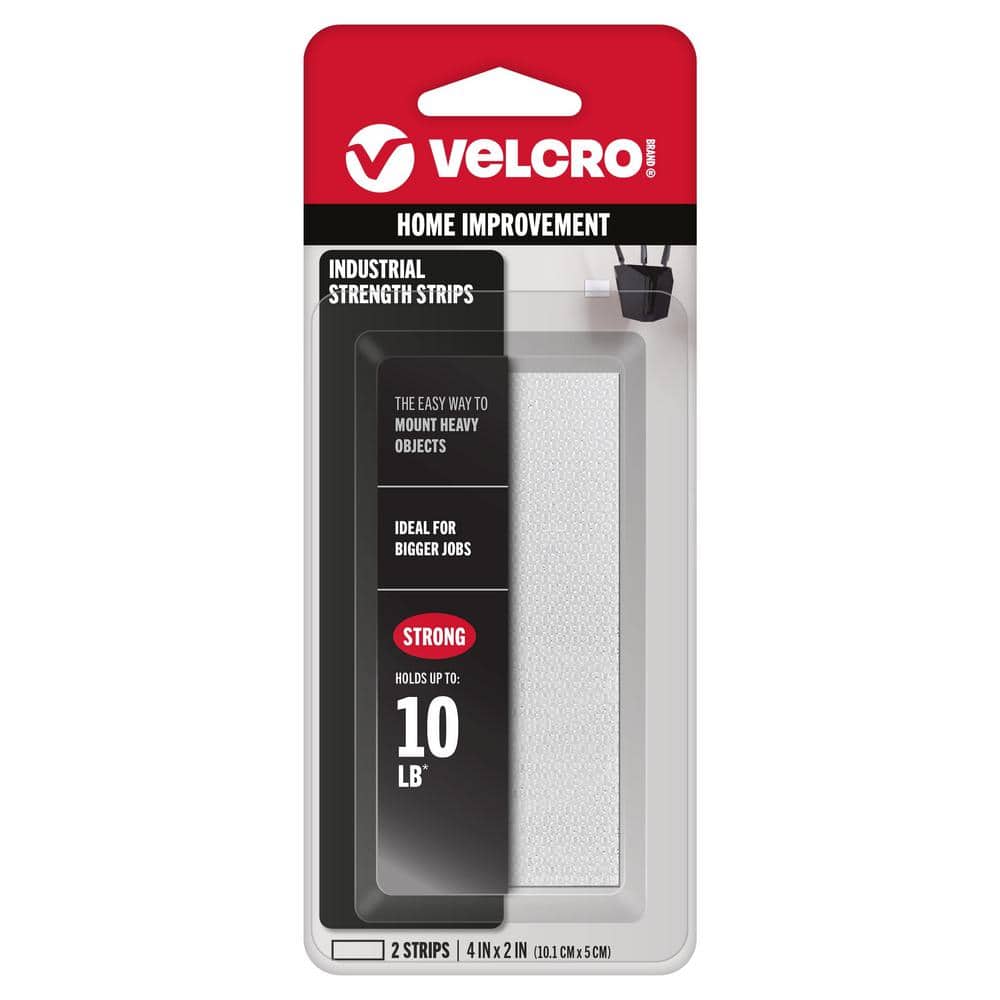 VELCRO 4 in. x 2 in. Industrial Strength Strips in White (2-Pack)